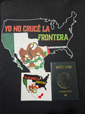 "4" × 4" sticker – Yo No Crucé La Frontera vintage Mexican flag design sticker from 1848 next to a Mexican passport"
